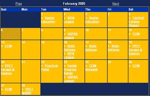 Calendar of Events